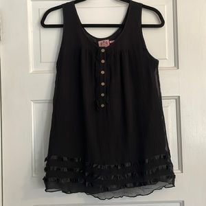 Juicy Couture Sleeveless Black Top with Bow & Ruffle detail - Size S